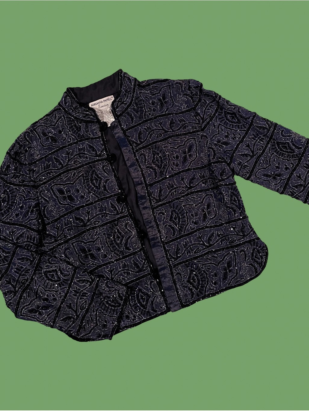 Vintage Adrianna Papell Navy Beaded Evening Jacket